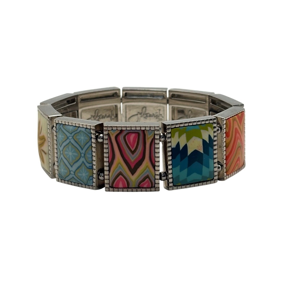 Jilzarah Polymer Clay Stretch Bracelet Women OS Multicolor Boho Geometric Floral